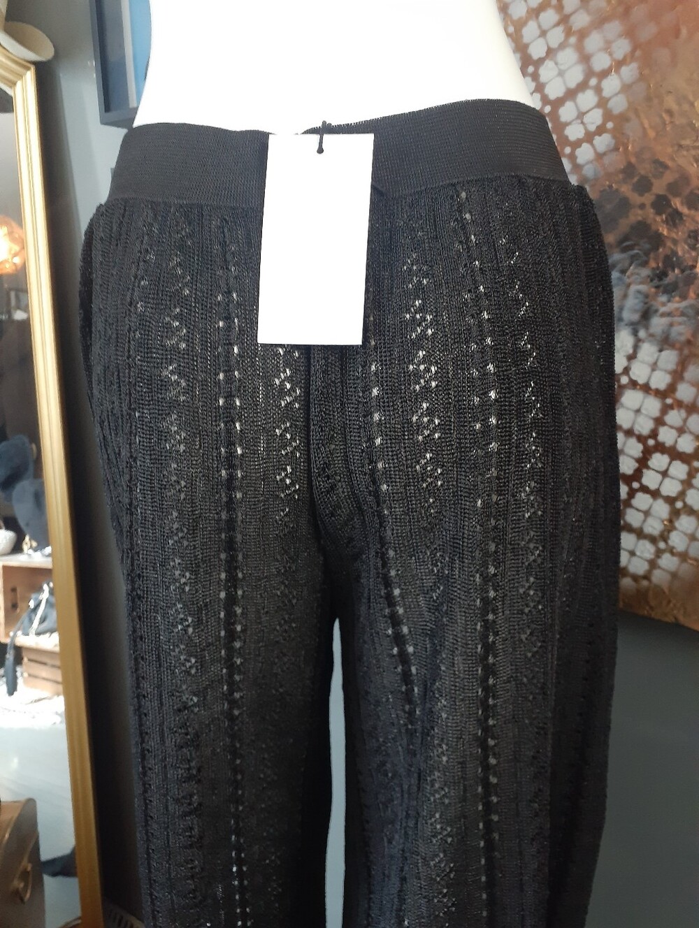 Zara Nwt Black Knit Lace Effect Baloon Cropped Pants - Picture 4 of 16